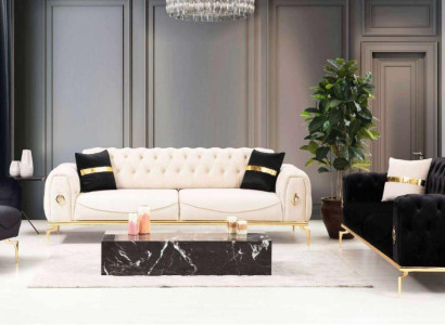 Stilvolle Chesterfield Couchgarnitur Edelstahl Möbel Sofas Sessel Couch Set